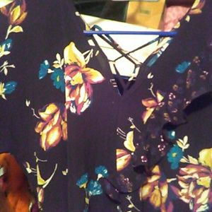 Xhilaration black dress with flowers, XL